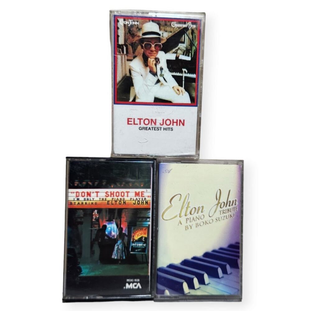Elton John Vintage Tested Cassette Lot Of 3 (70s, 90s) Pre-owned